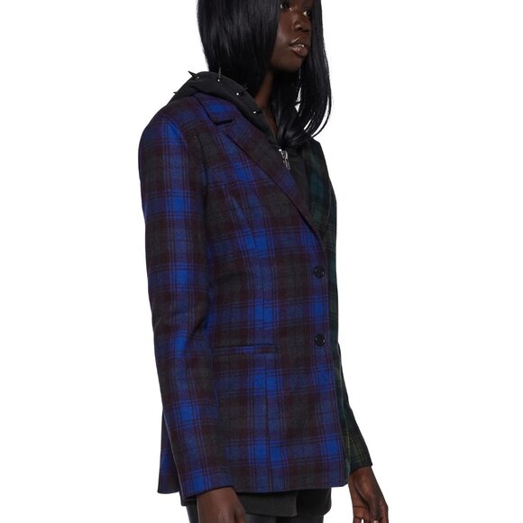 'Calling a Cab' Two-tone Mixmatched Plaid Blazer Jacket - Picture 2 of 5